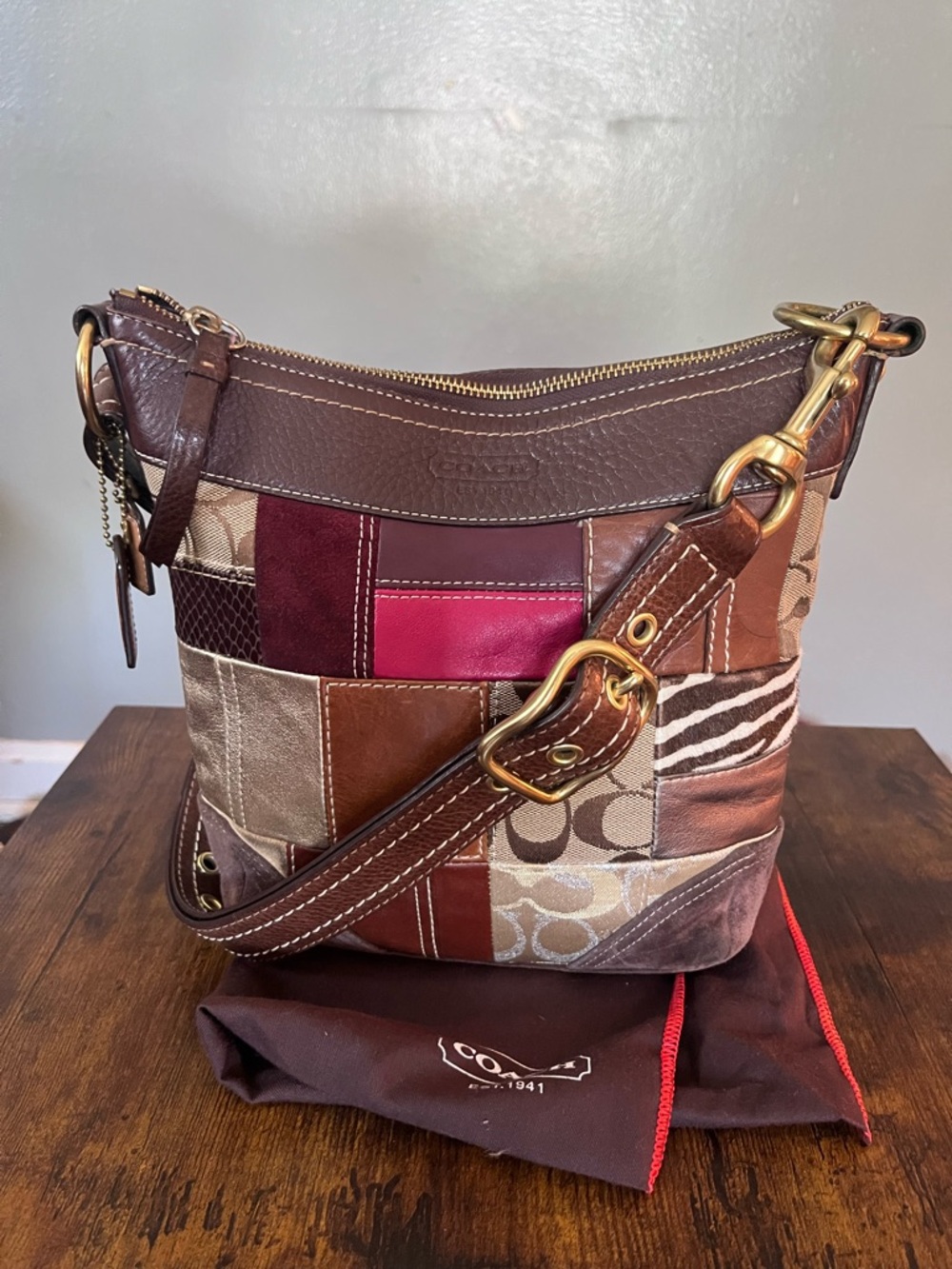 Coach holiday Patchwork Shoulder Bag